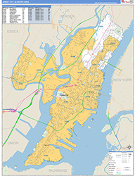 Jersey City Metro Area Wall Map Basic Style 2026